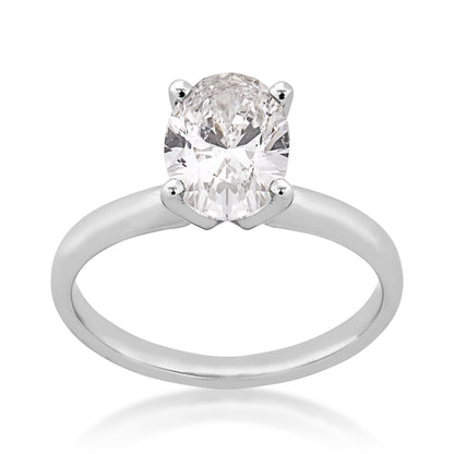Adamante 1-1/2 ct. tw. Lab-Grown Oval Diamond Solitaire Engagement Ring in 14K White Gold