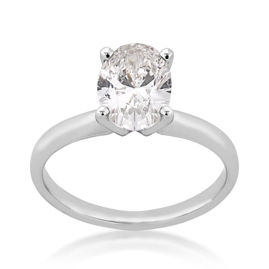 Adamante 1-1/2 ct. tw. Lab-Grown Oval Diamond Solitaire Engagement Ring in 14K White Gold