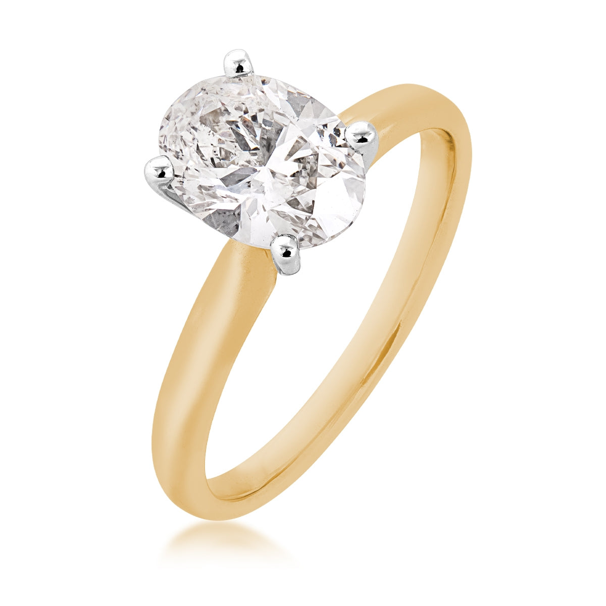 Adamante 1-1/2 ct. tw. Lab-Grown Oval Diamond Solitaire Engagement Ring in 14K Yellow & White Gold front view