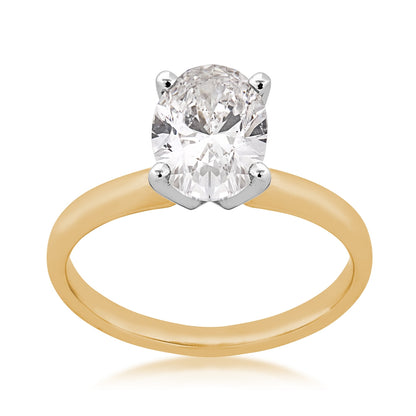 Adamante 1-1/2 ct. tw. Lab-Grown Oval Diamond Solitaire Engagement Ring in 14K Yellow & White Gold