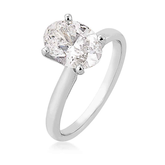 Adamante 2 ct. tw. Lab-Grown Oval Diamond Solitaire Engagement Ring in 14K White Gold front view (2)