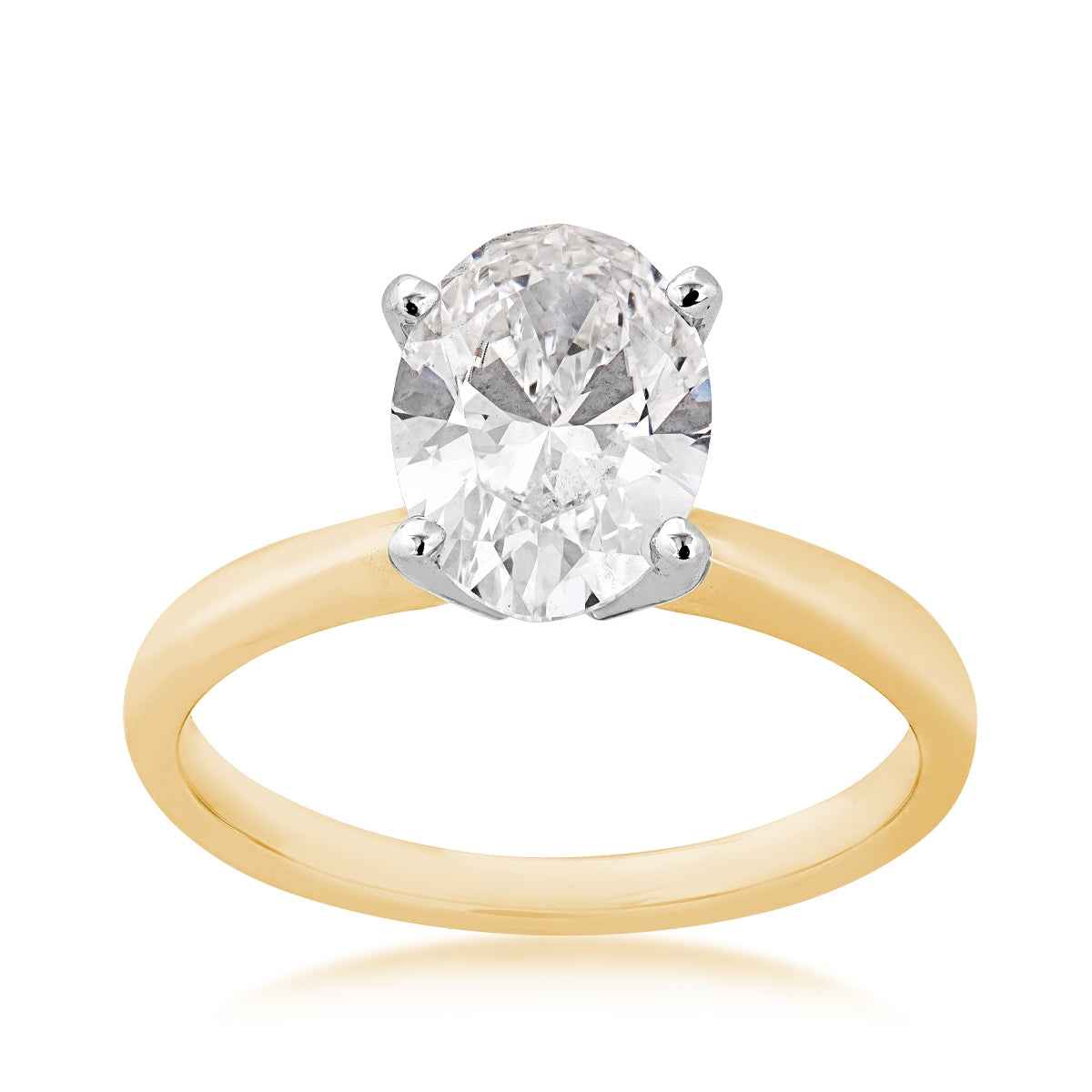 Adamante 2 ct. tw. Lab-Grown Oval Diamond Solitaire Engagement Ring in 14K Yellow & White Gold
