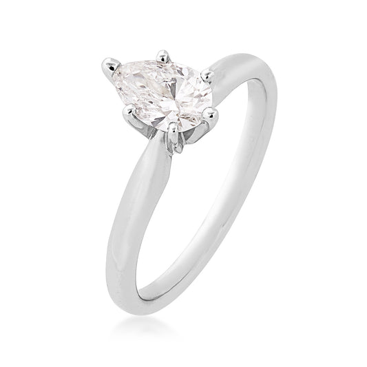 Adamante 3/4 ct. tw. Lab-Grown Pear Diamond Solitaire Engagement Ring in 14K White Gold front view