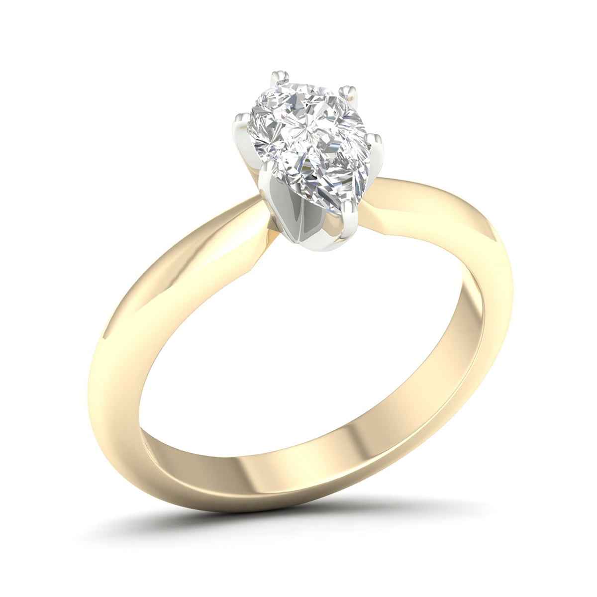 Adamante 3/4 ct. tw. Pear Lab-Grown Diamond Solitaire Engagement Ring in 14K Yellow Gold front view