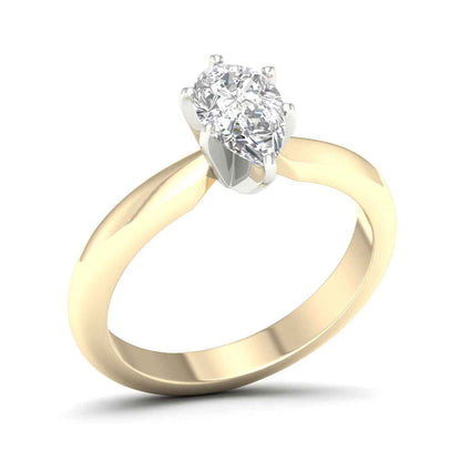 Adamante 3/4 ct. tw. Pear Lab-Grown Diamond Solitaire Engagement Ring in 14K Yellow Gold front view