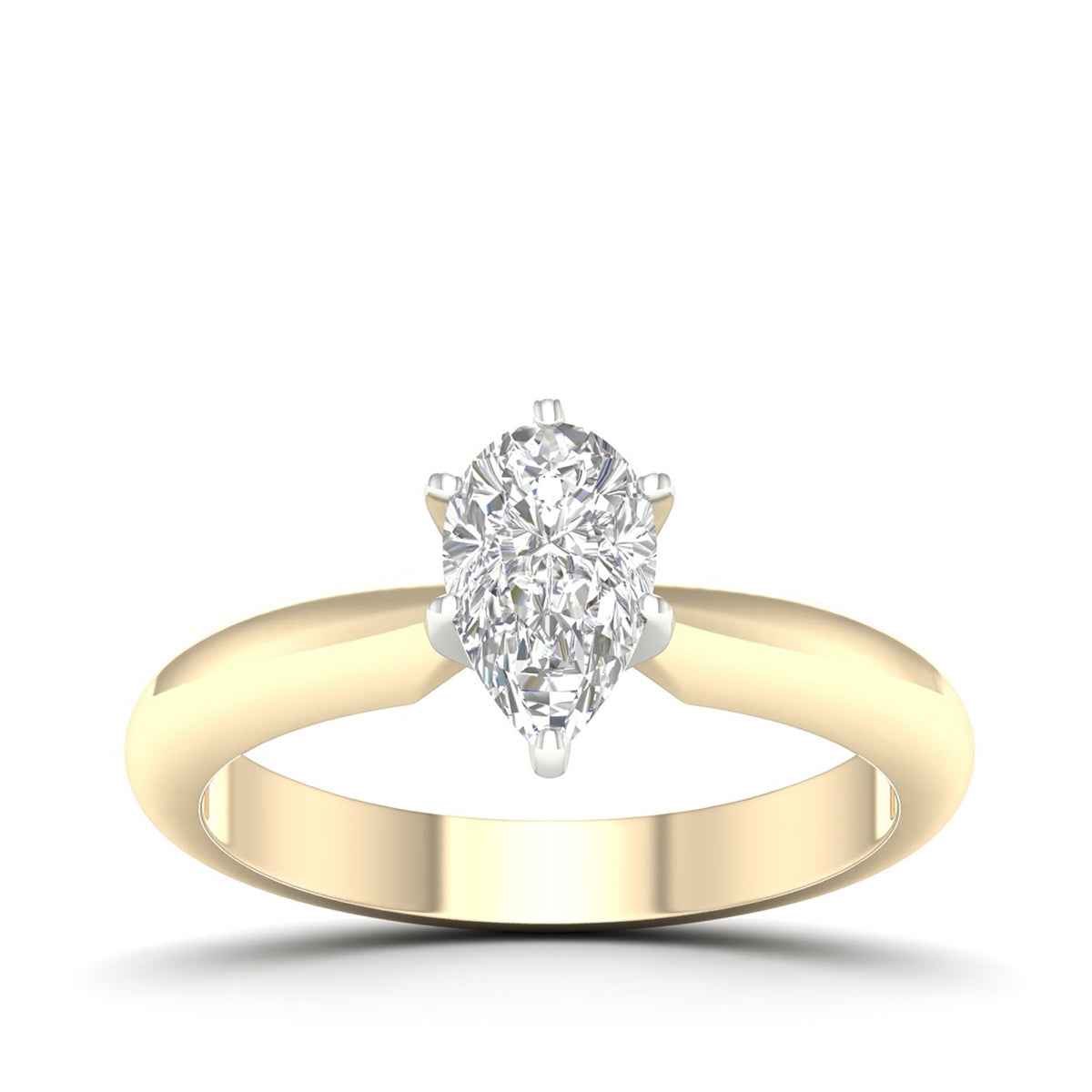 Adamante 3/4 ct. tw. Pear Lab-Grown Diamond Solitaire Engagement Ring in 14K Yellow Gold