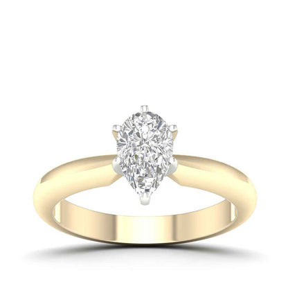 Adamante 3/4 ct. tw. Pear Lab-Grown Diamond Solitaire Engagement Ring in 14K Yellow Gold