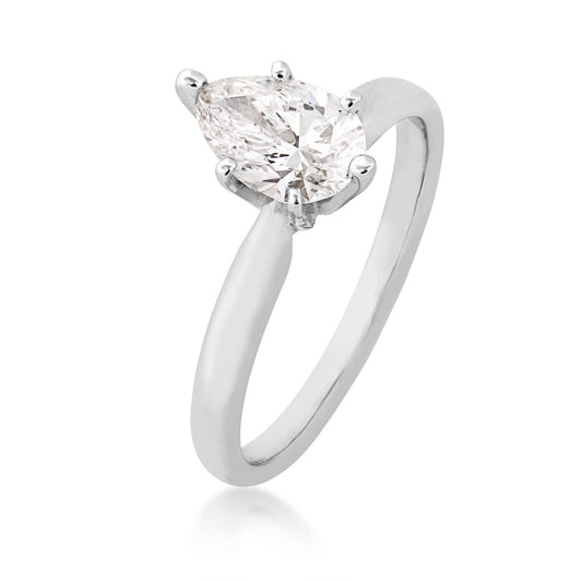 Adamante 1 ct. tw. Lab-Grown Pear Diamond Solitaire Engagement Ring in 14K White Gold front view