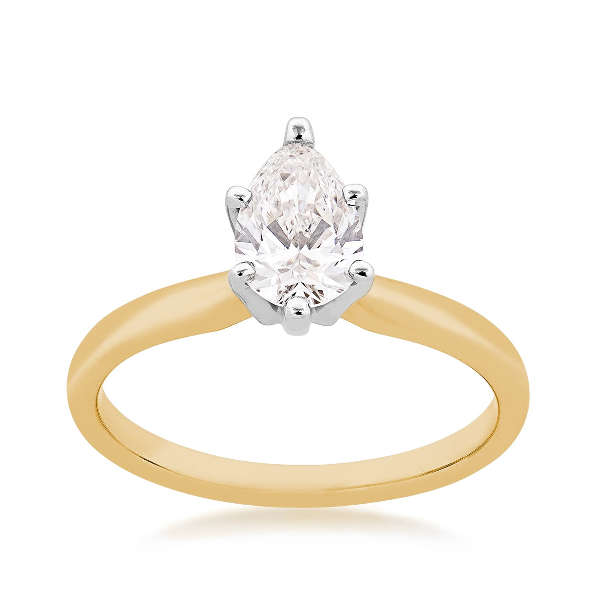 Adamante 1 ct. tw. Lab-Grown Pear Diamond Solitaire Engagement Ring in 14K Yellow Gold