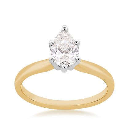 Adamante 1 ct. tw. Lab-Grown Pear Diamond Solitaire Engagement Ring in 14K Yellow Gold
