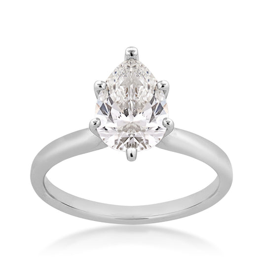 Adamante 1-1/2 ct. tw. Lab-Grown Pear Diamond Solitaire Engagement Ring in 14K White Gold