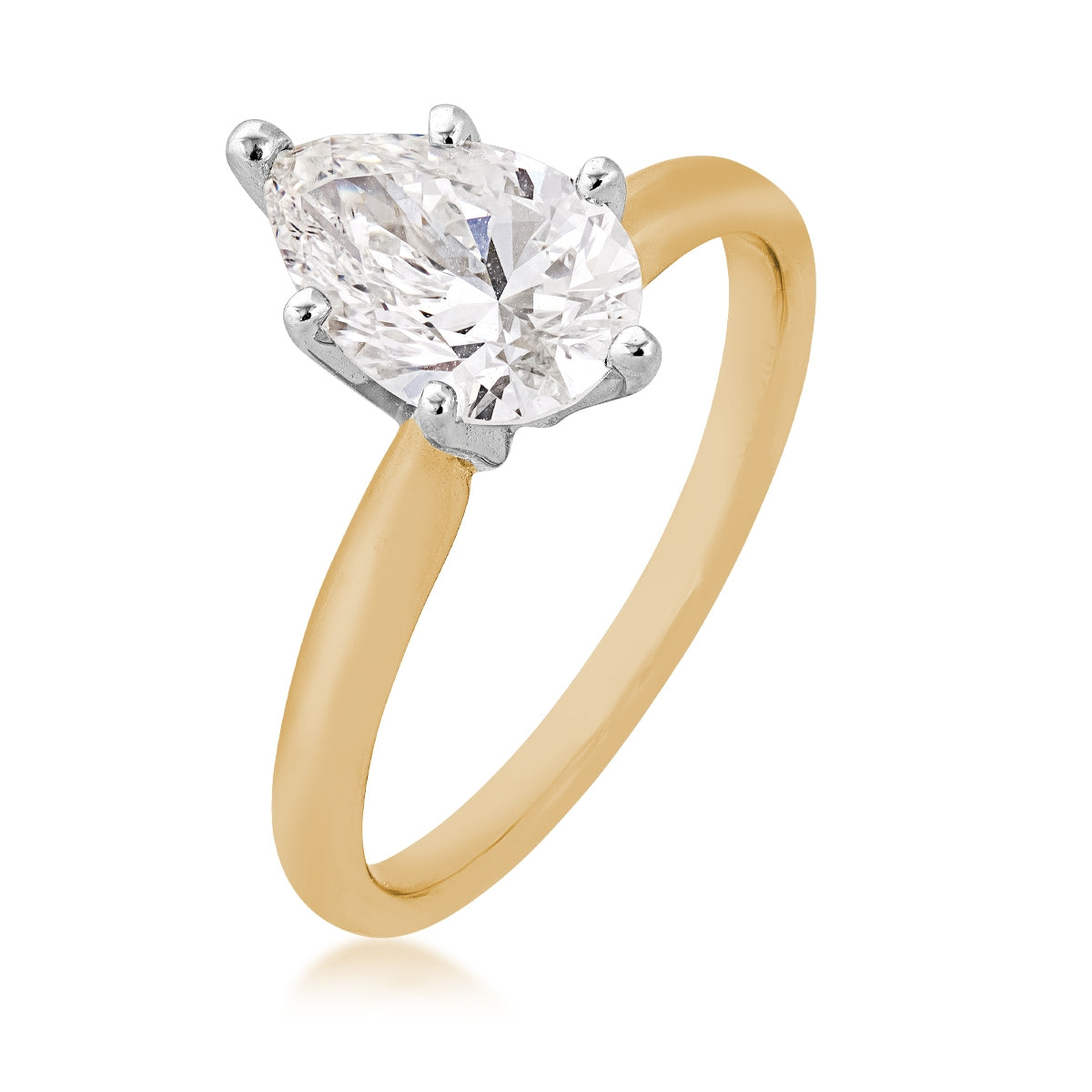 Adamante 1-1/2 ct. tw. Lab-Grown Pear Diamond Solitaire Engagement Ring in 14K Yellow & White Gold front view