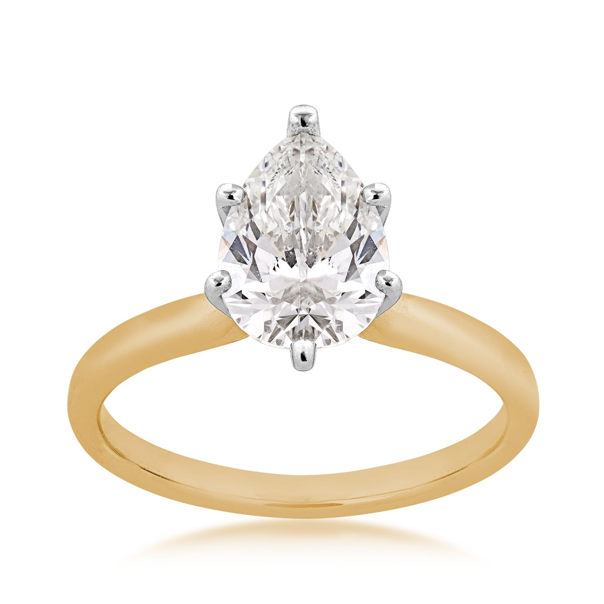 Adamante 1-1/2 ct. tw. Lab-Grown Pear Diamond Solitaire Engagement Ring in 14K Yellow & White Gold