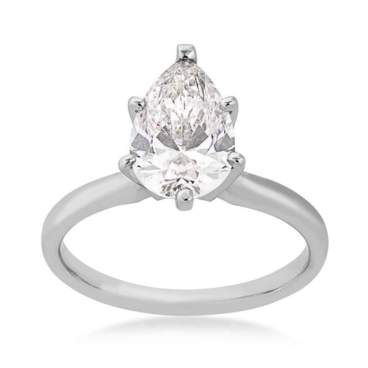 Adamante 2 ct. tw. Lab-Grown Pear Diamond Solitaire Engagement Ring in 14K White Gold