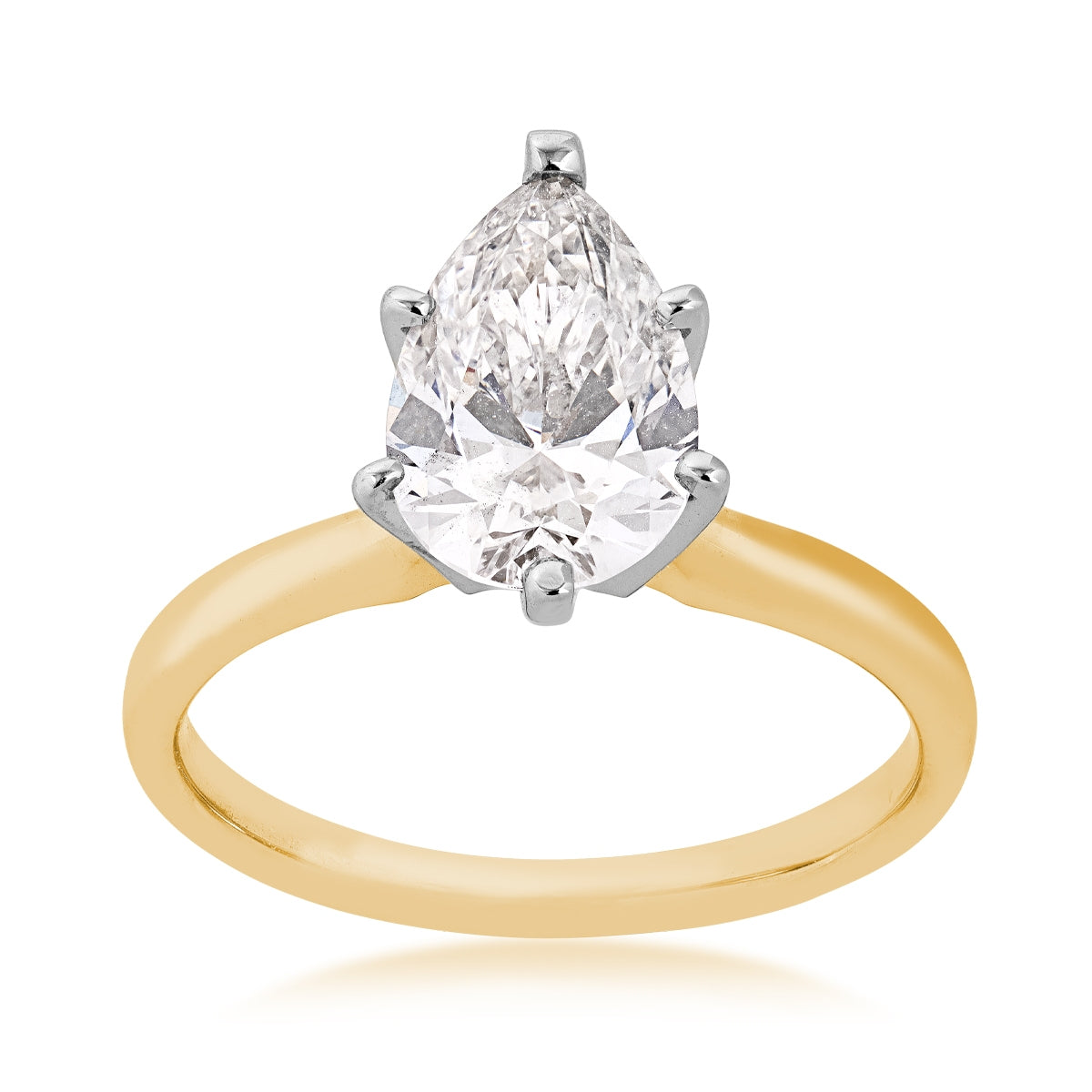 Adamante 2 ct. tw. Lab-Grown Pear Diamond Solitaire Engagement Ring in 14K Yellow & White Gold