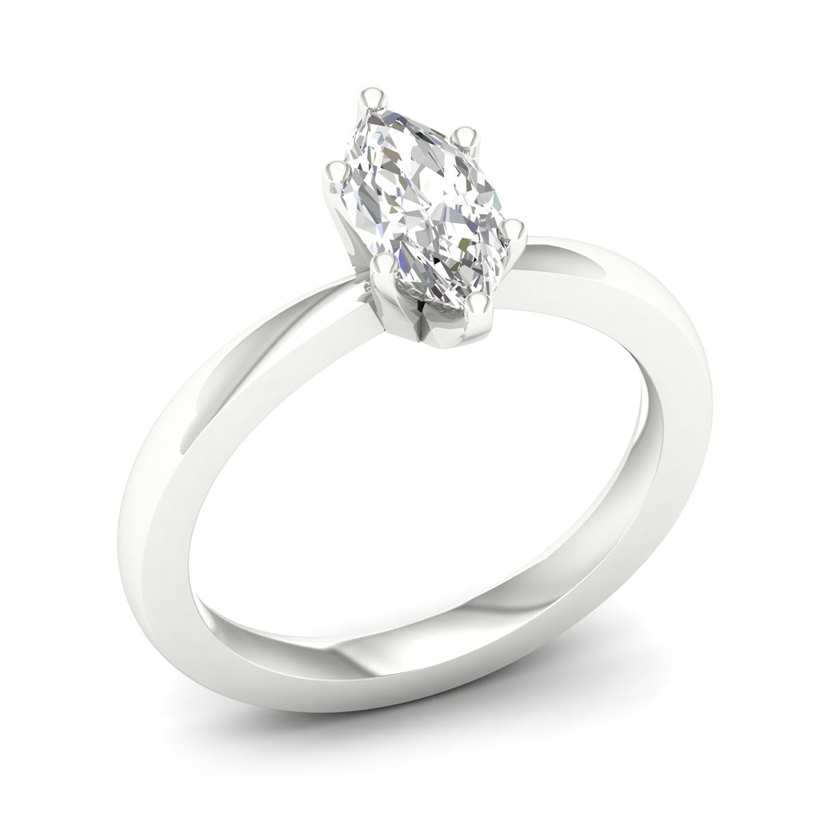Adamante 1 ct. tw. Lab-Grown Marquise Diamond Solitaire Engagement Ring in 14K White Gold front view (2)