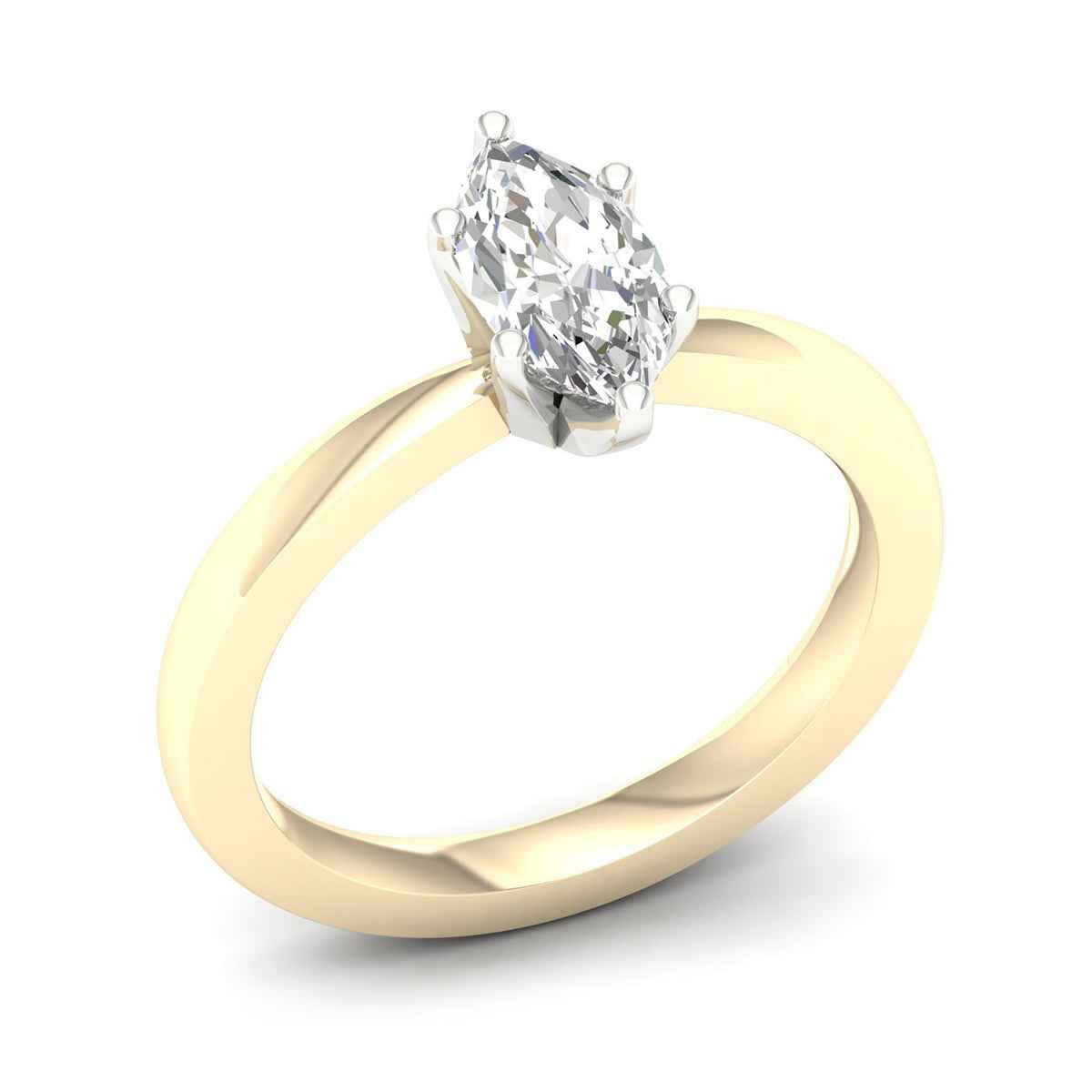 Adamante 1 ct. tw. Lab-Grown Marquise Diamond Solitaire Engagement Ring in 14K Yellow Gold front view