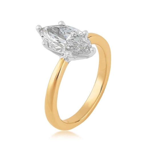 Adamante 2 ct. tw. Lab-Grown Marquise Diamond Solitaire Engagement Ring in 14K Yellow Gold front view