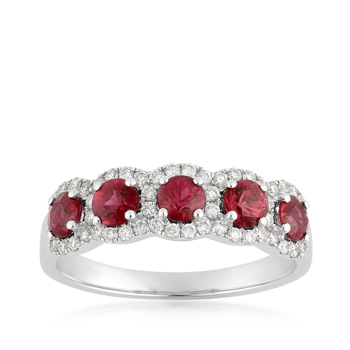 Round Ruby & 1/4 ct. tw. Diamond Ring in 14K White Gold
