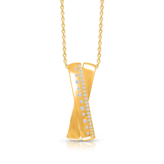 Kallati 1/3 ct. tw. Diamond Criss Cross Pendant in 14K Yellow Gold