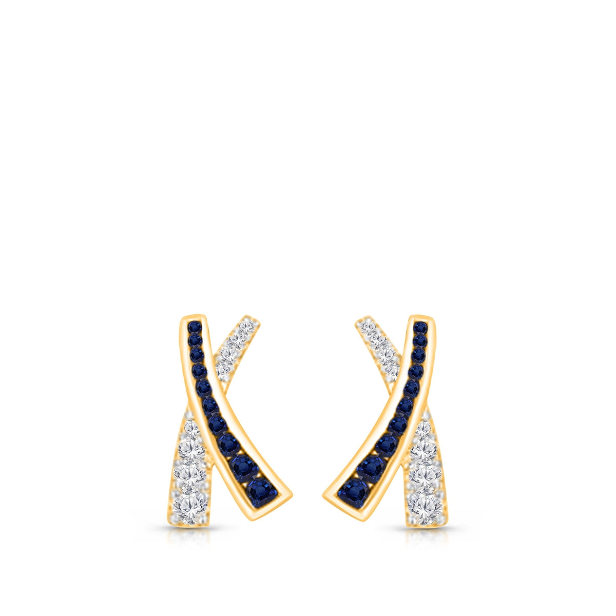 Kallati Sapphire & 3/8 ct. tw. Diamond X Earrings in 14K Yellow Gold
