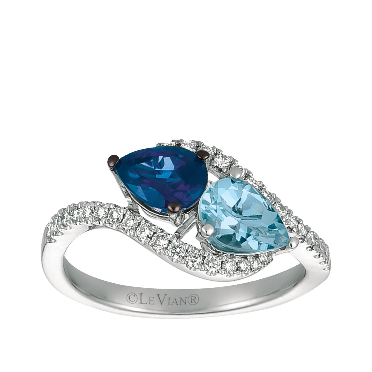 Le Vian Pear Sapphire & Aquamarine & 1/4 ct. tw. Vanilla Diamond Ring in 14K Vanilla Gold