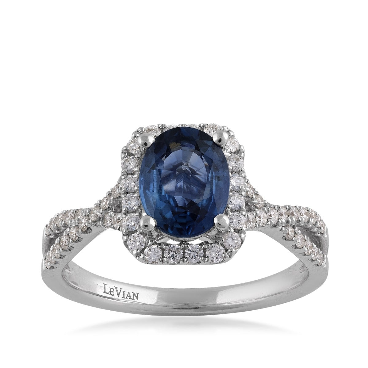 Le Vian Oval Sapphire & 3/8 ct. tw. Diamond Halo Twist Ring in 18K Vanilla Gold