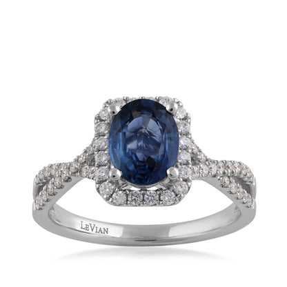 Le Vian Oval Sapphire & 3/8 ct. tw. Diamond Halo Twist Ring in 18K Vanilla Gold