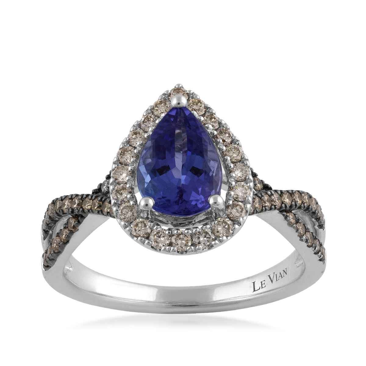 Le Vian Pear Tanzanite & 1/2 ct. tw. Chocolate & Nude Diamond Halo Ring in 14K Vanilla Gold