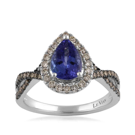Le Vian Pear Tanzanite & 1/2 ct. tw. Chocolate & Nude Diamond Halo Ring in 14K Vanilla Gold