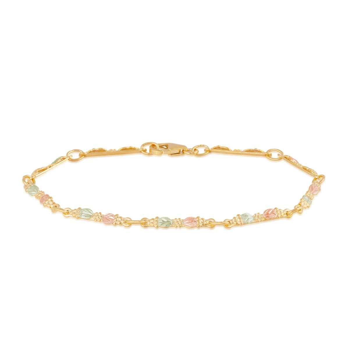 Black Hills Gold Leaf & Grape 9-Link Bracelet in 10K Yellow Gold