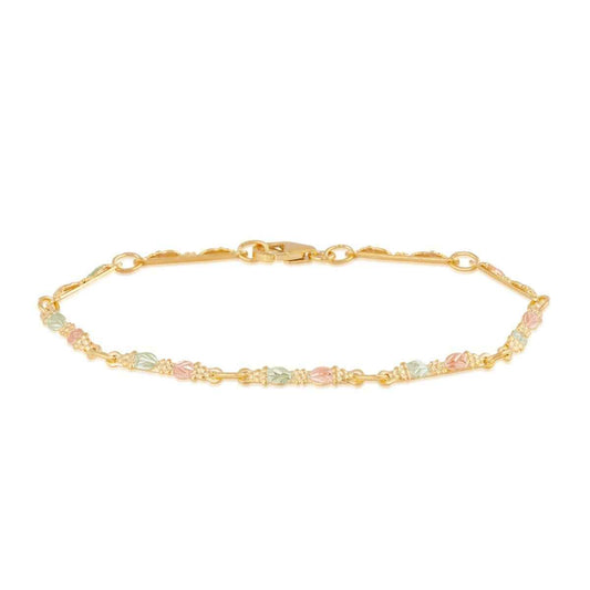 Black Hills Gold Leaf & Grape 9-Link Bracelet in 10K Yellow Gold