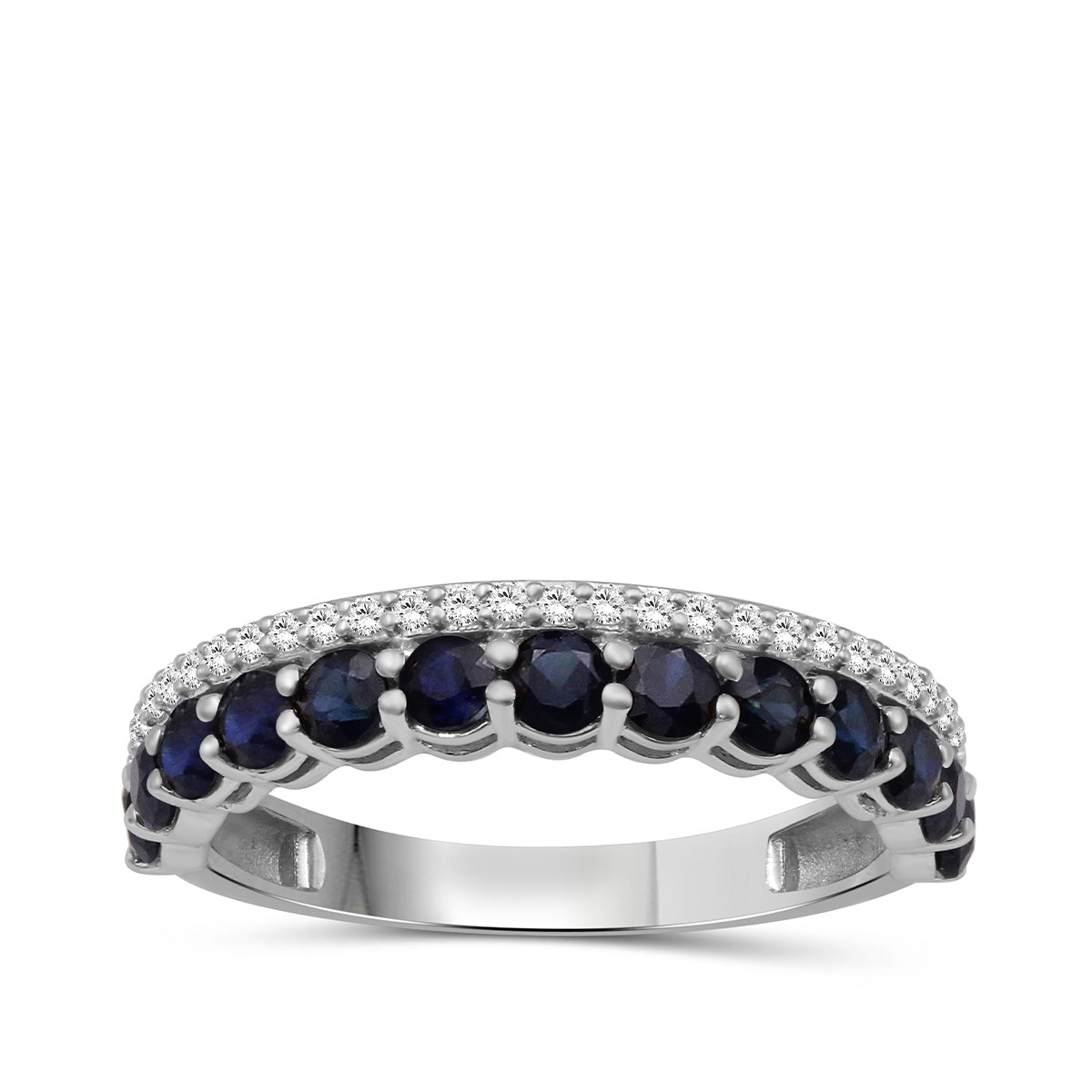 Sapphire & 1/6 ct. tw. Diamond Stackable Ring in 10K White Gold