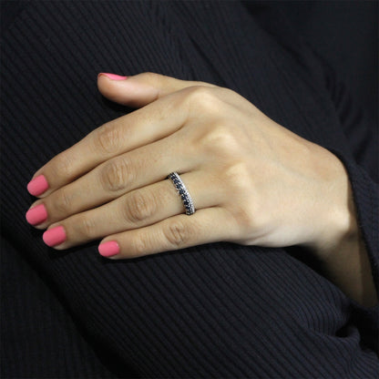 Sapphire & 1/6 ct. tw. Diamond Stackable Ring in 10K White Gold front view