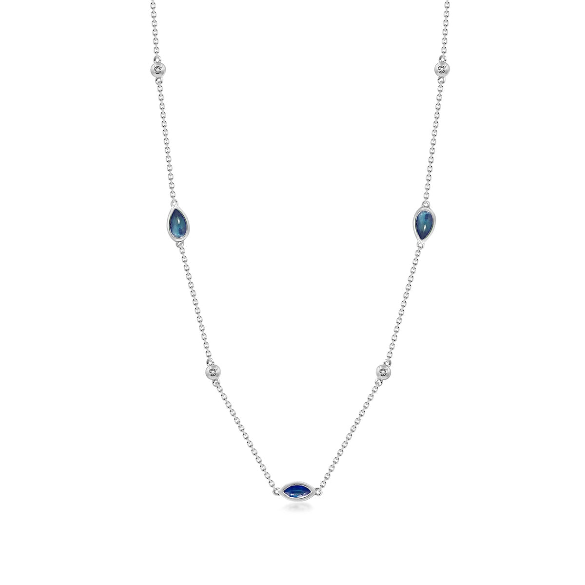 Marquise & pear Sapphire & 1/10 ct. tw. Diamond Necklace in 10K White Gold