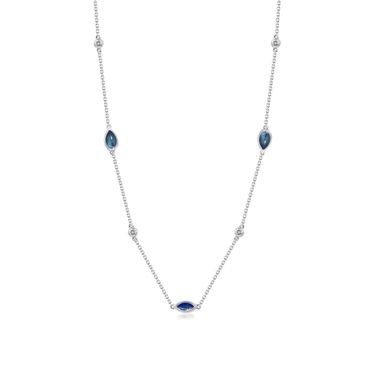 Marquise & pear Sapphire & 1/10 ct. tw. Diamond Necklace in 10K White Gold