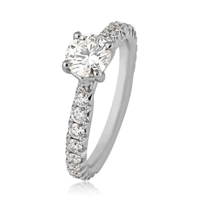 Brilliantly Yours 1-3/8 ct. tw. Round Brilliant Diamond Engagement Ring with Diamond Band in 14K White Gold front view