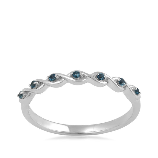 Round London Blue Topaz Stackable Ring in 10K White Gold