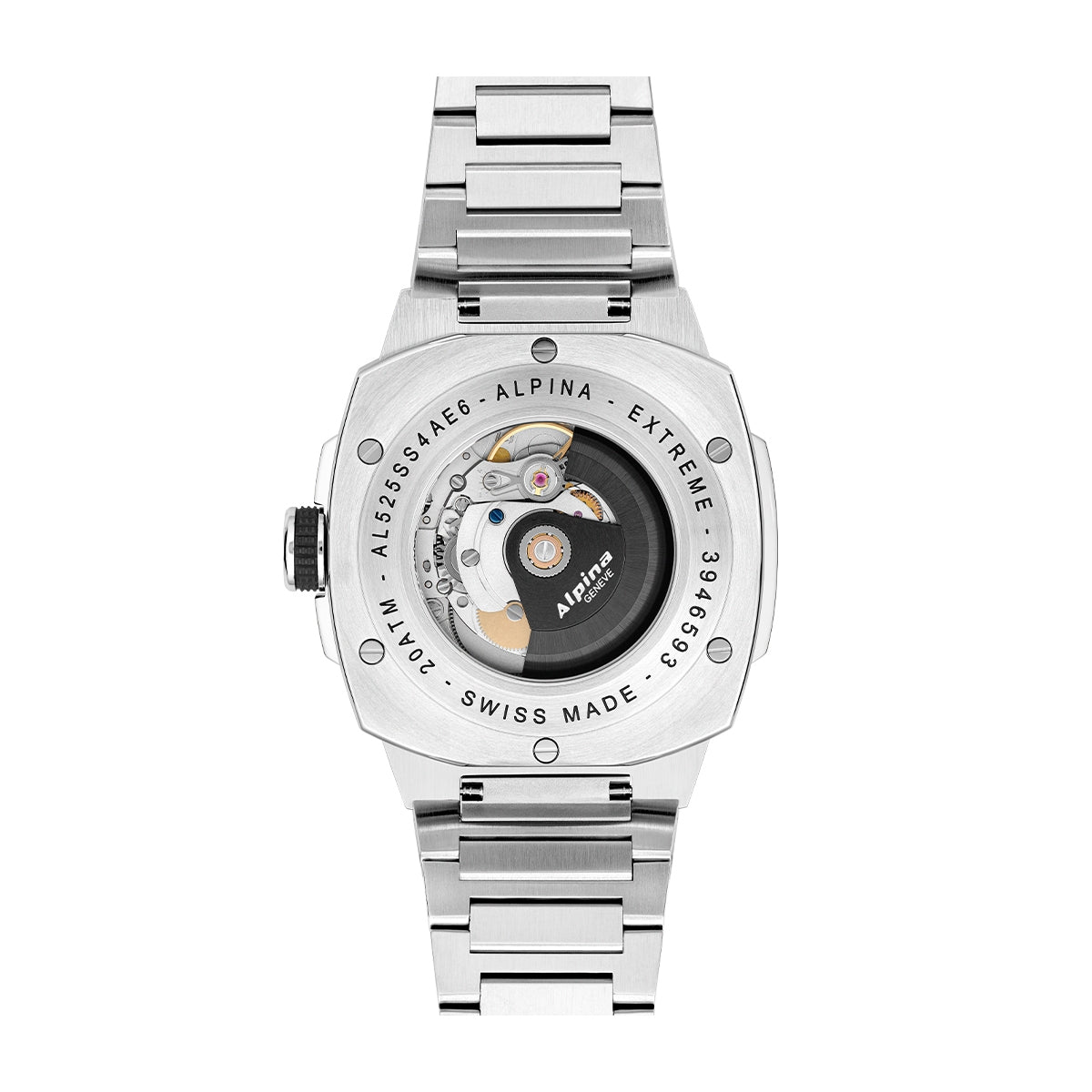 Alpina Men's Alpiner Extreme Automatic Stainless Steel Watch with Black Dial close-up detail