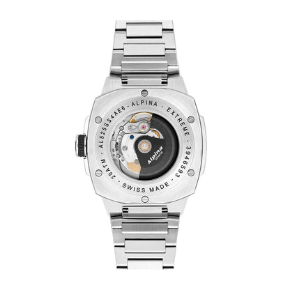 Alpina Men's Alpiner Extreme Automatic Stainless Steel Watch with Black Dial close-up detail