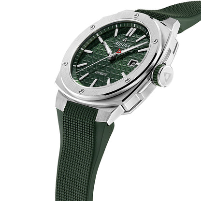 Alpina Men's Alpiner Extreme Automatic Stainless Steel Watch with Green Dial & Rubber Strap front view