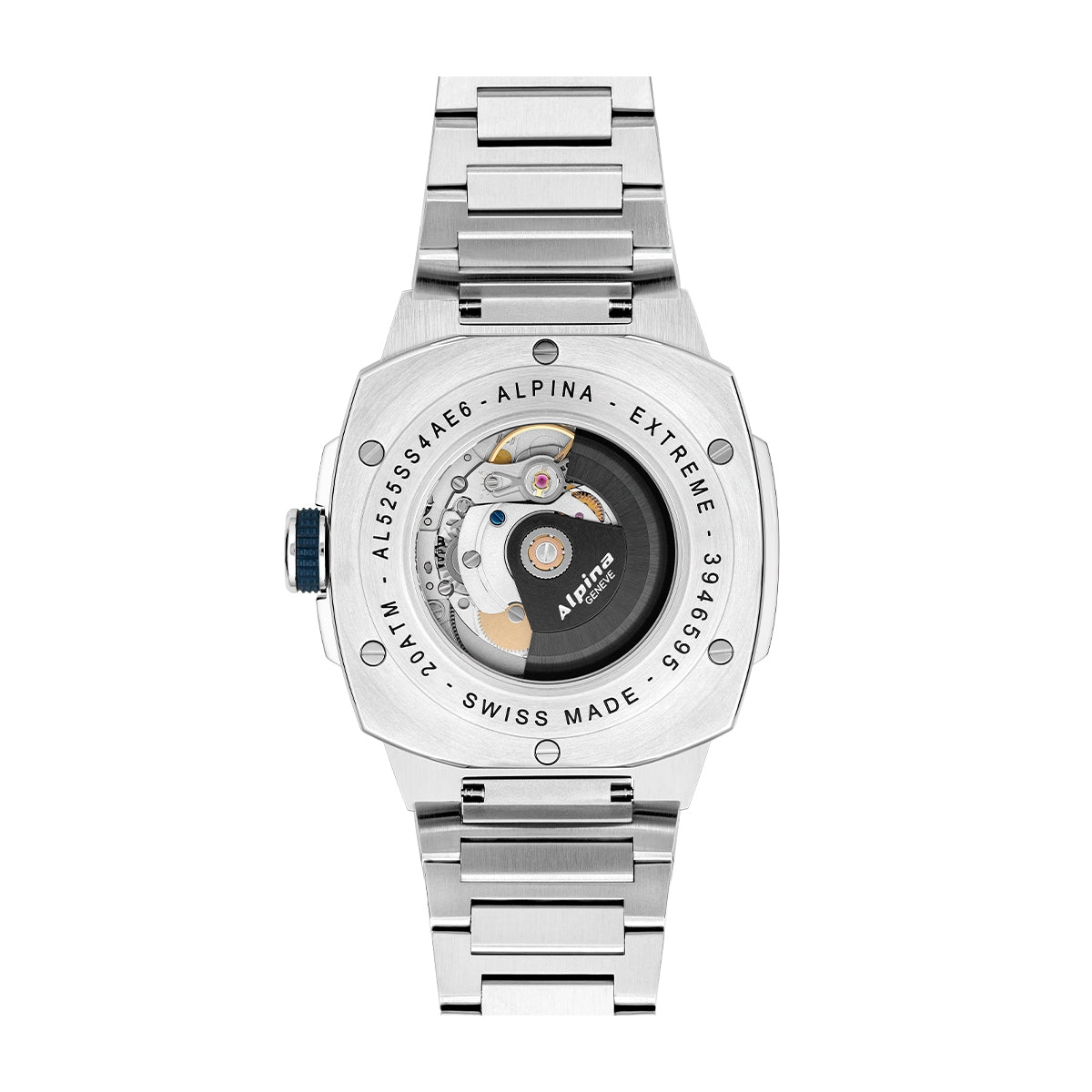 Alpina Men's Alpiner Extreme Automatic Stainless Steel Watch with Blue Dial close-up detail (2)