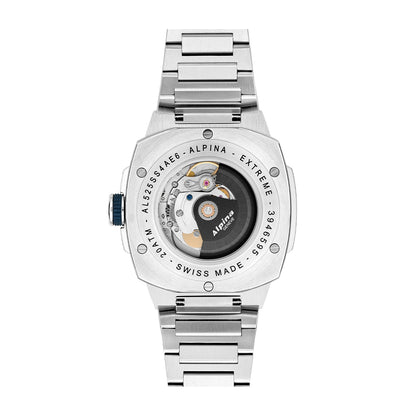 Alpina Men's Alpiner Extreme Automatic Stainless Steel Watch with Blue Dial close-up detail (2)