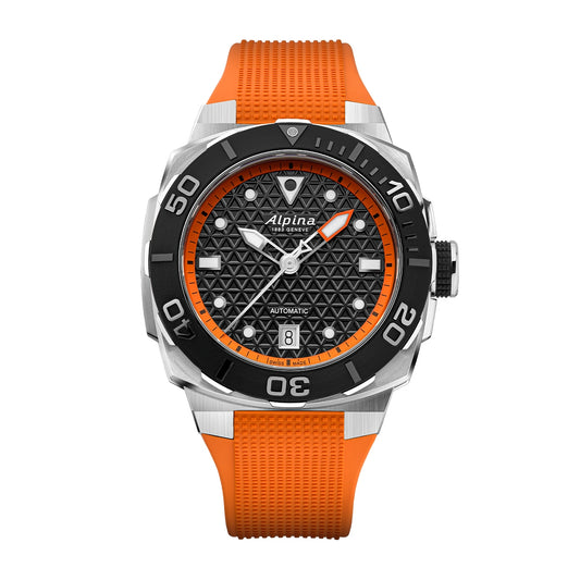 Alpina Men's Seastrong Diver Extreme Automatic Stainless Steel Watch with Black Dial & Orange Rubber Strap (2)