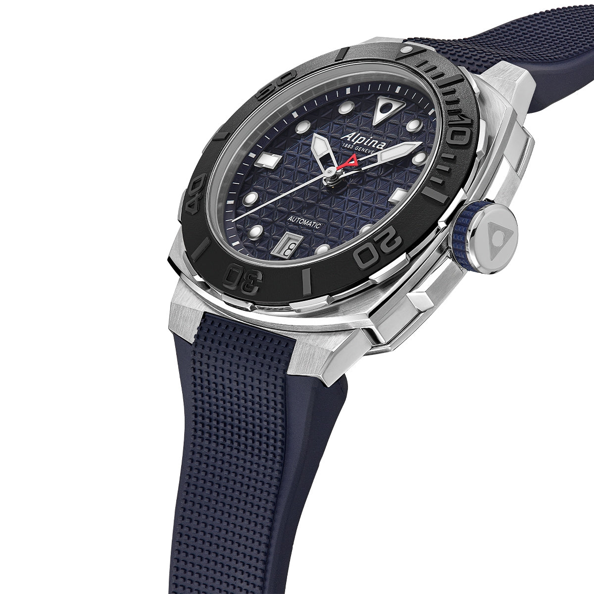 Alpina Men's Seastrong Diver Extreme Automatic Stainless Steel Watch with Blue Dial & Rubber Strap front view