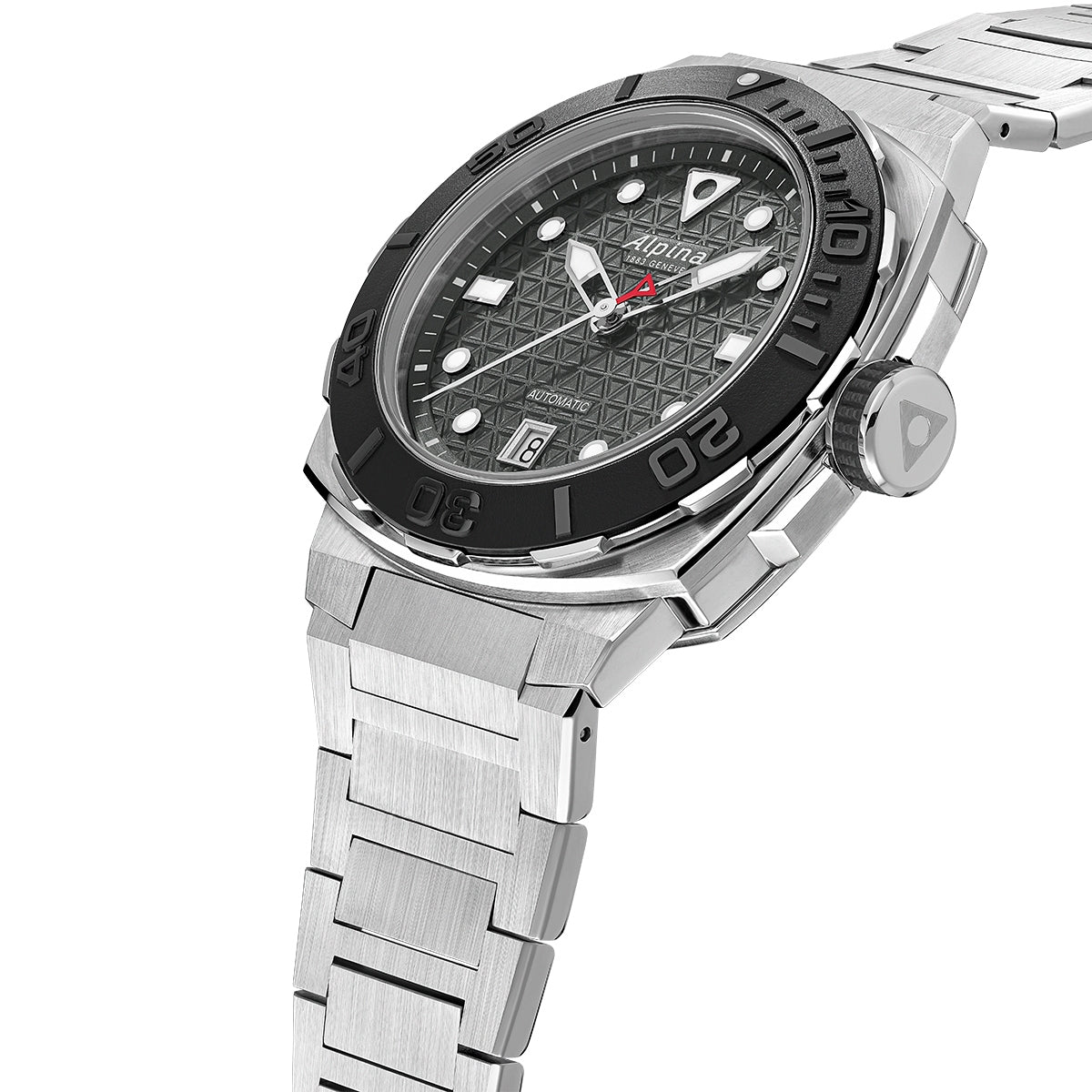 Alpina Men's Seastrong Diver Extreme Automatic Stainless Steel Watch with Black Dial front view (2)