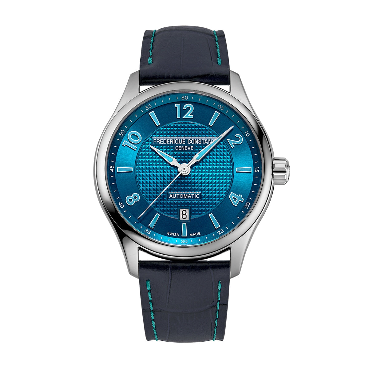 Frederique Constant Men's Runabout Automatic Stainless Steel Watch with Blue Dial & Leather Strap