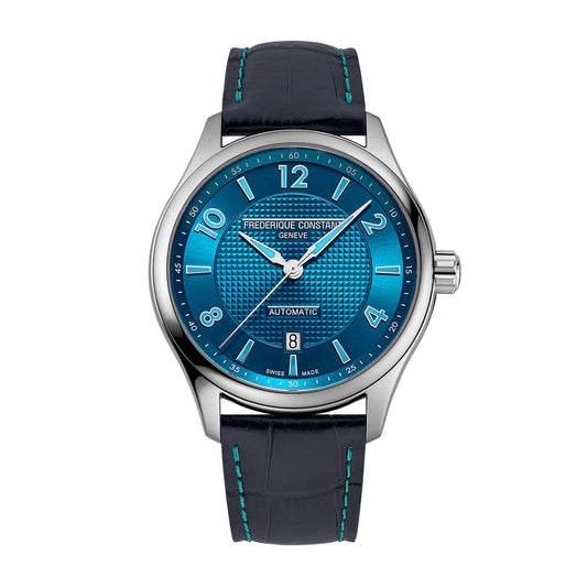 Frederique Constant Men's Runabout Automatic Stainless Steel Watch with Blue Dial & Leather Strap