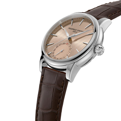 Frederique Constant brown dial and leather strap watch alt