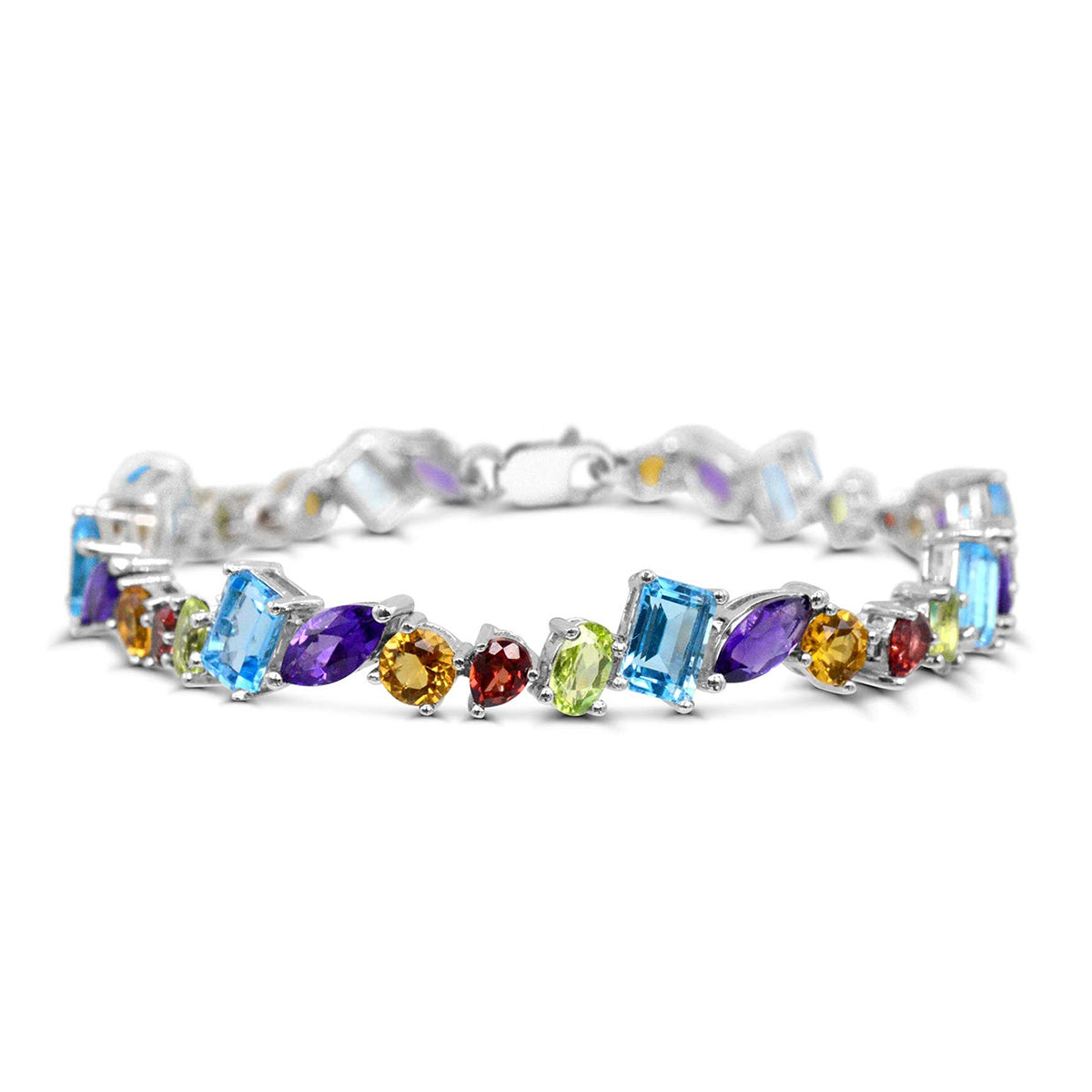Multi-Gemstone Bracelet in Sterling Silver